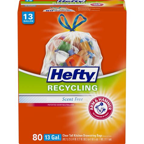 Hefty® Clear Recycling Tall Kitchen Trash Bags, 13 Gallon, 80 Bags (Scent Free) - Walmart.com ...