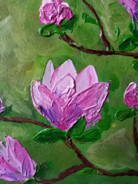 Magnolia Painting Original Art Flower Art Living Room Wall | Etsy