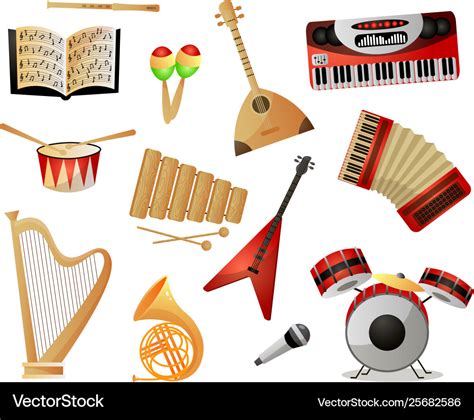 Set modern or old music instrument for school Vector Image