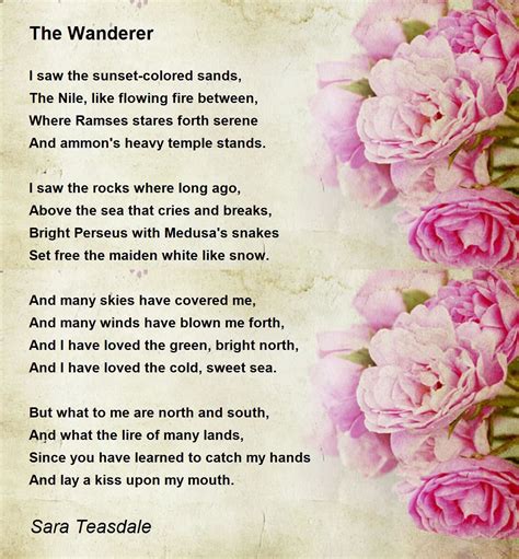 The Wanderer Poem by Sara Teasdale - Poem Hunter