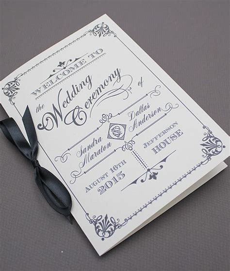 Ornate Vintage Type Wedding Program Booklet | Wedding invitations diy ...