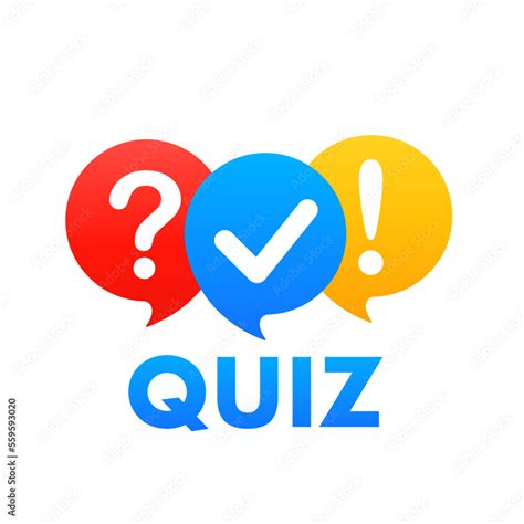 Quiz logo with popup hint symbols, questionnaire show concept, quiz ...