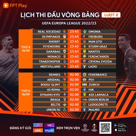 Lịch thi đấu Europa League 2022/2023 vòng 2: MU cần đề cao cảnh giác