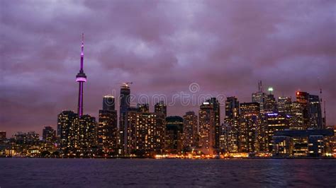 The Skyline of Toronto at Night. Stock Image - Image of night, dawn ...