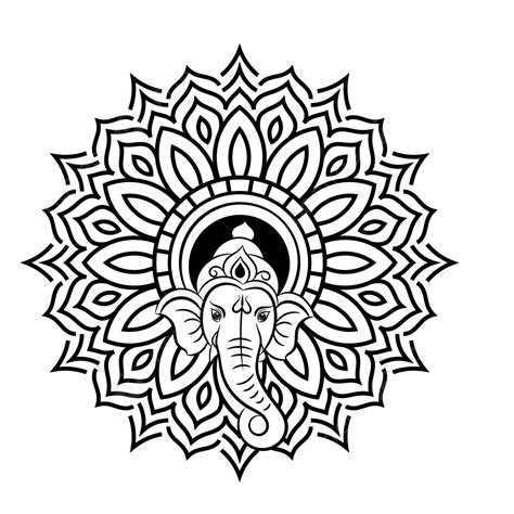 Lord Ganesha With Mandala Art Logo, Lord Drawing, Mandala Drawing, Logo ...