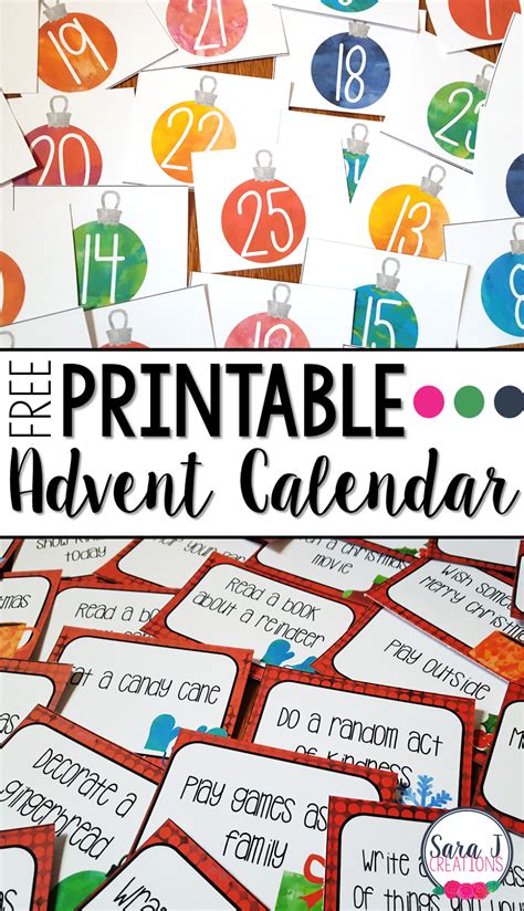 Free Printable Advent Calendar | Sara J Creations