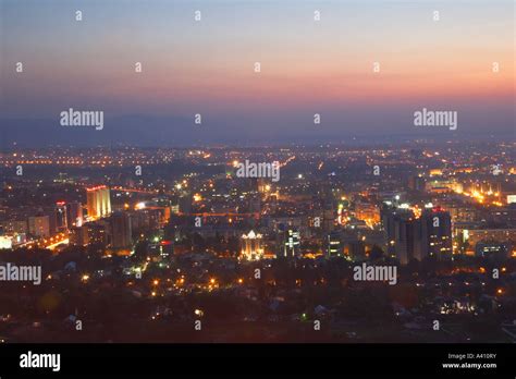 Almaty Skyline At Dusk Stock Photo - Alamy