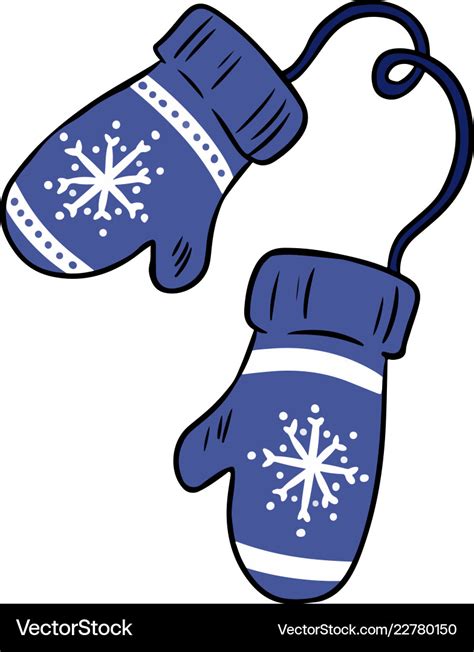 Cartoon mittens colorful winter doodles Royalty Free Vector