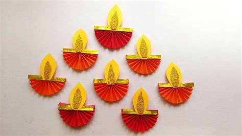 DIY Paper Diya/ Easy Diwali craft / Diya making with paper/ Paper Diya ...