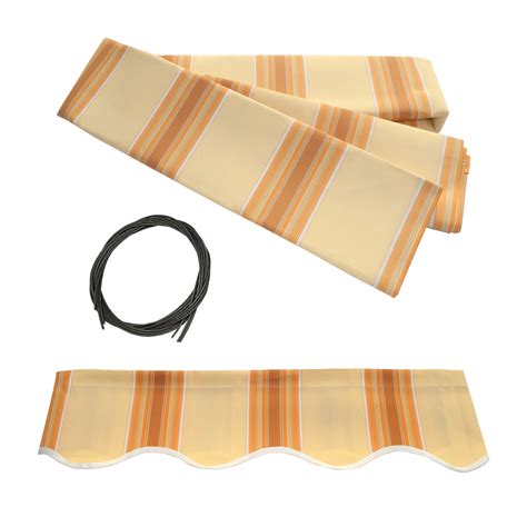 ALEKO 10'x8' Retractable Patio Awning Fabric Replacement, Multi Striped ...