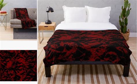 Deep Red On Black Decorative Abstract Ornament Throw Blanket by SpieklyArt | Red and black ...