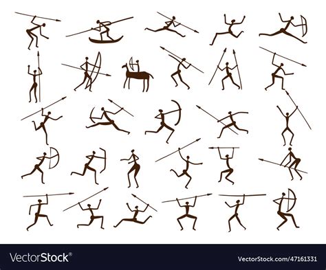 Prehistoric painting rock ancient art symbols Vector Image