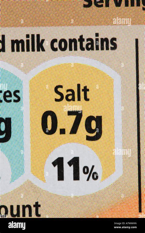 Food packaging Salt content warning Stock Photo - Alamy