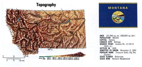 Montana topography terrain map topographic state large scale free ...