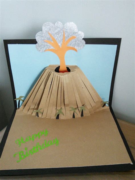 Kirigami Volcano Birthday Card for Nephew