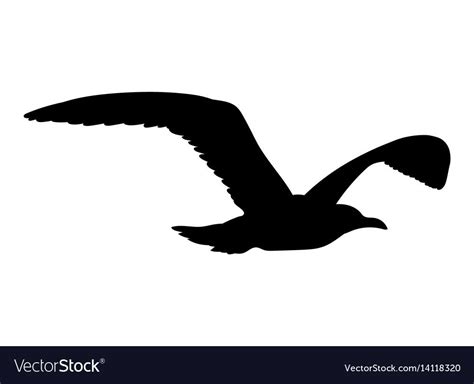 Seagull flying silhouette isolated on white background. Vector illustration. Download a Free ...