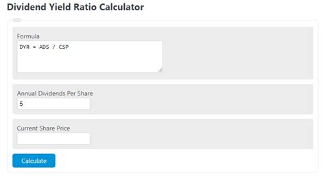 Dividend Yield Ratio Calculator - Calculator Academy