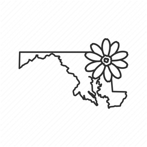 Borders, map, maryland, state, state flower, state symbol, usa icon ...