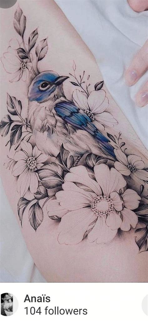 Bird and flower tattoo | Bird and flower tattoo, Tattoos, Beautiful tattoos