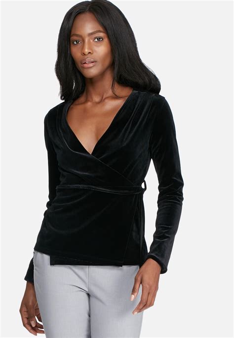 Velvet wrap blouse - black dailyfriday Blouses | Superbalist.com