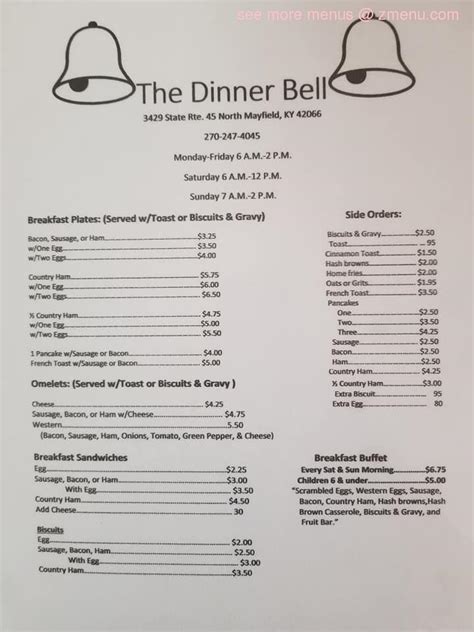 Online Menu of Dinner Bell Restaurant, Mayfield, Kentucky, 42066 - Zmenu