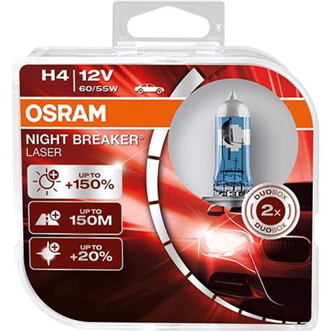 Osram Night Breaker Laser H4 headlight bulbs +150% more brightness (2 bulbs) | Euro Car Parts