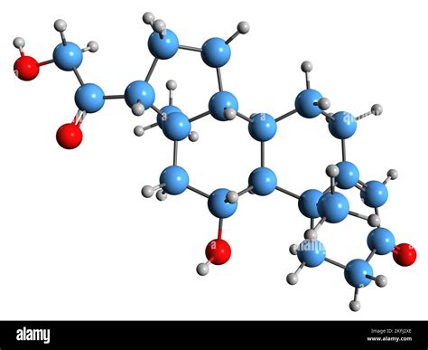 3D image of Cortisol skeletal formula - molecular chemical structure of steroid hormone isolated ...