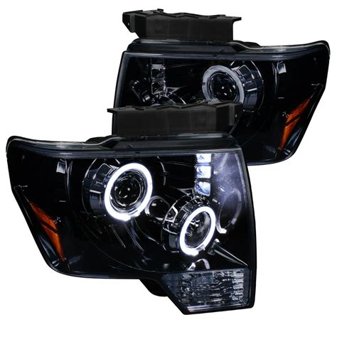 Spec-D Tuning Halo Led Glossy Black Housing Smoke Lens Projector Headlights for 2009-2012 Ford ...