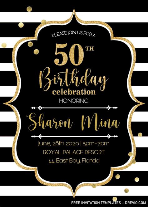 50Th Birthday Invitations For Her Templates