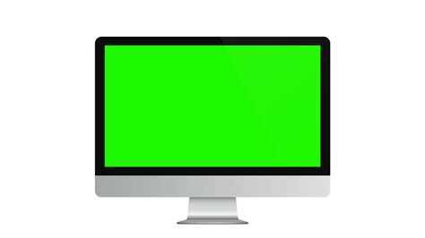 Computer monitor mockup with green screen, front view, isolated on ...