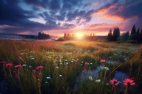 Premium AI Image | sunrise meadow