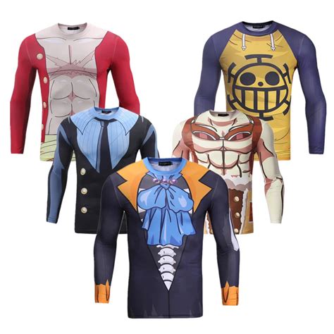 Anime ONE PIECE T shirt 3D Printed Luffy/Trafalgar.Law/Sanji/Usopp/BROOK Long Sleeve Tight Slim ...