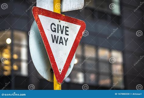 Give Way Traffic Sign on Junction Street Stock Photo - Image of road, street: 147888330