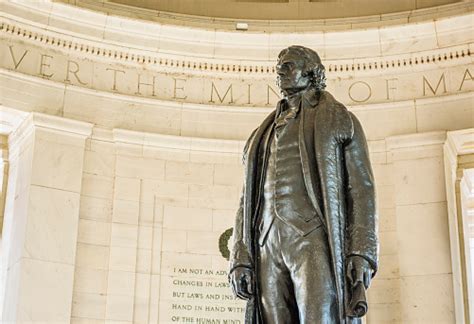 Thomas Jefferson Memorial With Bronze Statue Stock Photo - Download Image Now - iStock