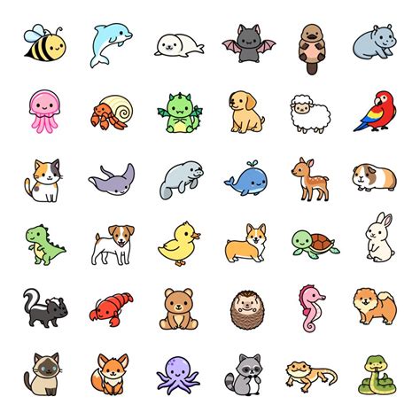 "*choose large sticker!* Mega Cute Animals #2" Sticker for Sale by littlemandyart | Cute easy ...