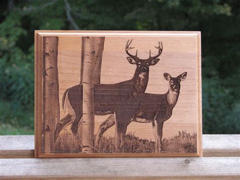 Laser Engraved Wood Plaque Deer Hunter's Plaque