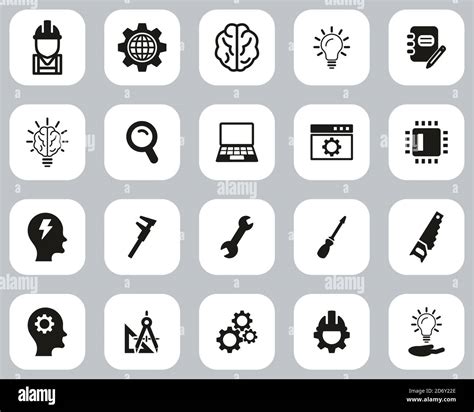 Engineering Icons Black & White Flat Design Set Big Stock Vector Image & Art - Alamy