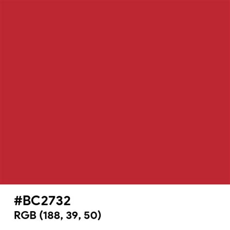 Mars Red (Pantone) color hex code is #BC2732