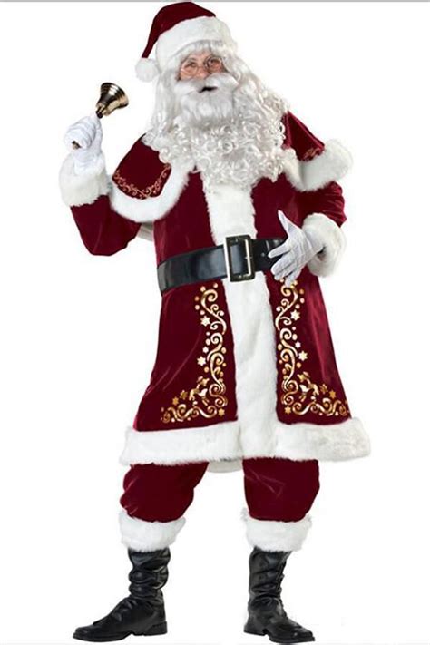 High Quality Plus Size Mens Christmas Santa Claus Costume Red | Santa ...