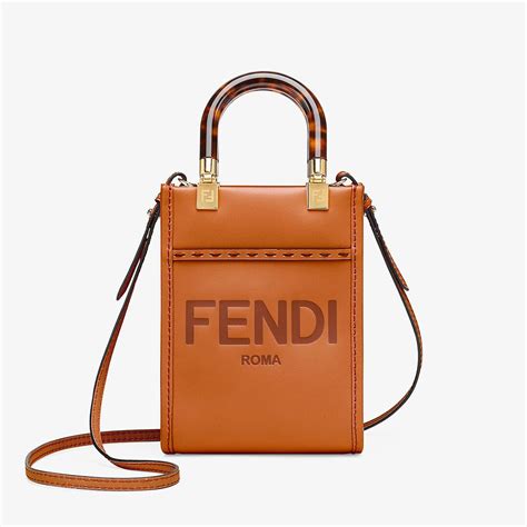 Fendi Women Mini Sunshine Shopper Dark Brown Leather Mini-bag