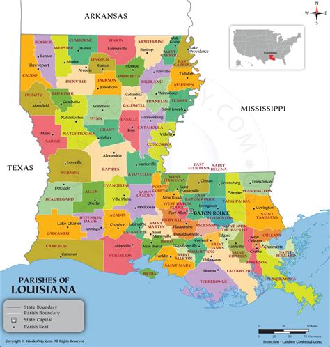 Louisiana Parish Map, Louisiana County Map