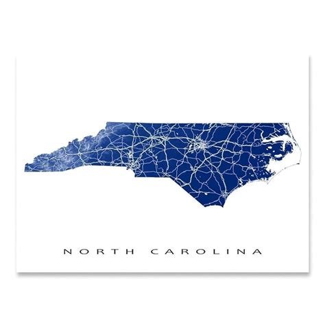 Amazon.com: North Carolina Map Art Print 8x10, North Carolina Map Poster 24x36, Handmade ...