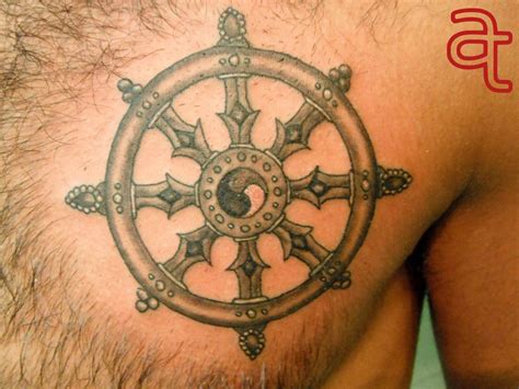 Wheel of Dharma Tattoo. | Dharma wheel, Buddhism tattoo, Dharma wheel tattoo