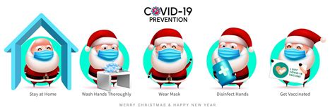 Christmas covid-19 prevention vector design. Covid-19 prevention text ...