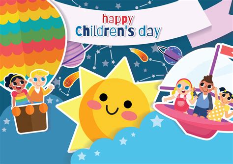 children's day vector smiling sun and children wallpaper 4776362 Vector ...