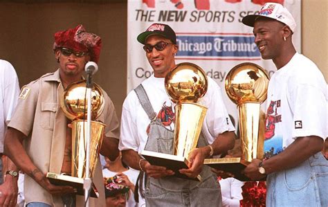 Michael Jordan and Dennis Rodman With Scottie Pippen at a Rally in ...