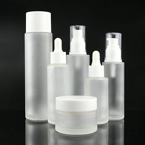 Wholesale Frosted Glass Bottle Skincare Packaging Silver Skin Care Packaging Set - Buy Frosted ...