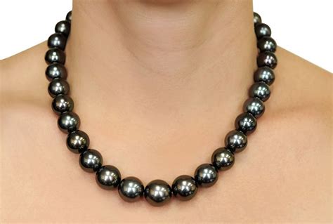 12-15.5mm Black Tahitian Pearl Necklace-AAAA Quality | The Pearl Source