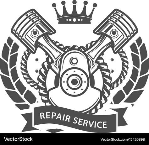 Auto repair service emblem - symbolic engine Vector Image