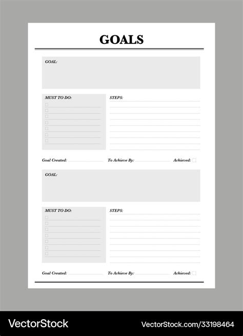 Goal planner template Royalty Free Vector Image